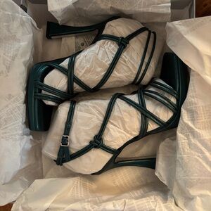 JLO by Jennifer Lopez Womens Tanin Teal Ankle Strap Heels